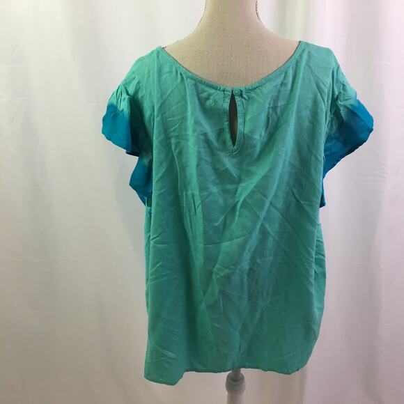 A.n.a Ruffle short sleeve tee turquoise tie dye XL - Picture 6 of 13